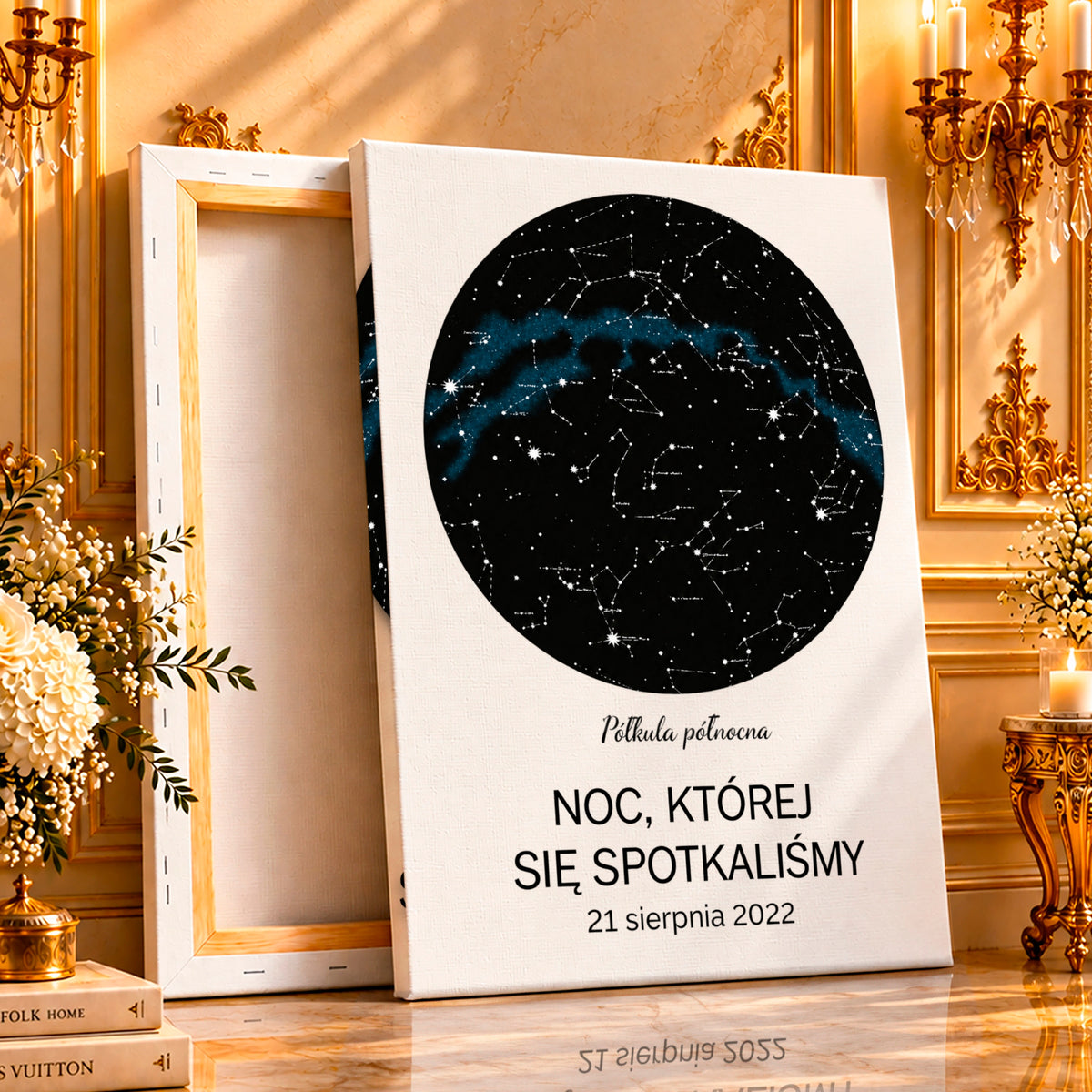 Kolaż ze zdjęć na płótnie Mapa gwiezdna — prezent na rocznicę