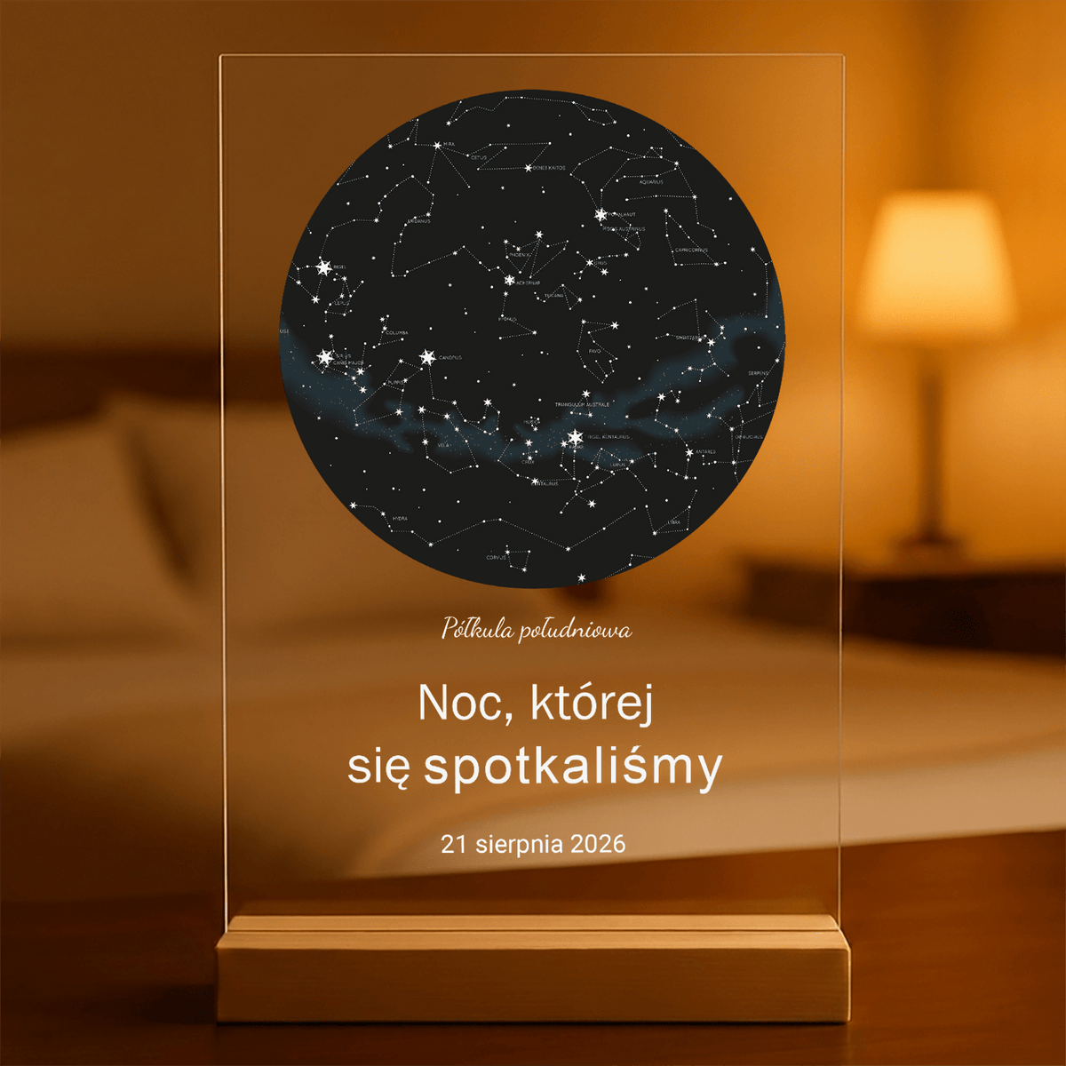 Mapa z gwiazd - Druk na szkle, spersonalizowany prezent - idamell.com