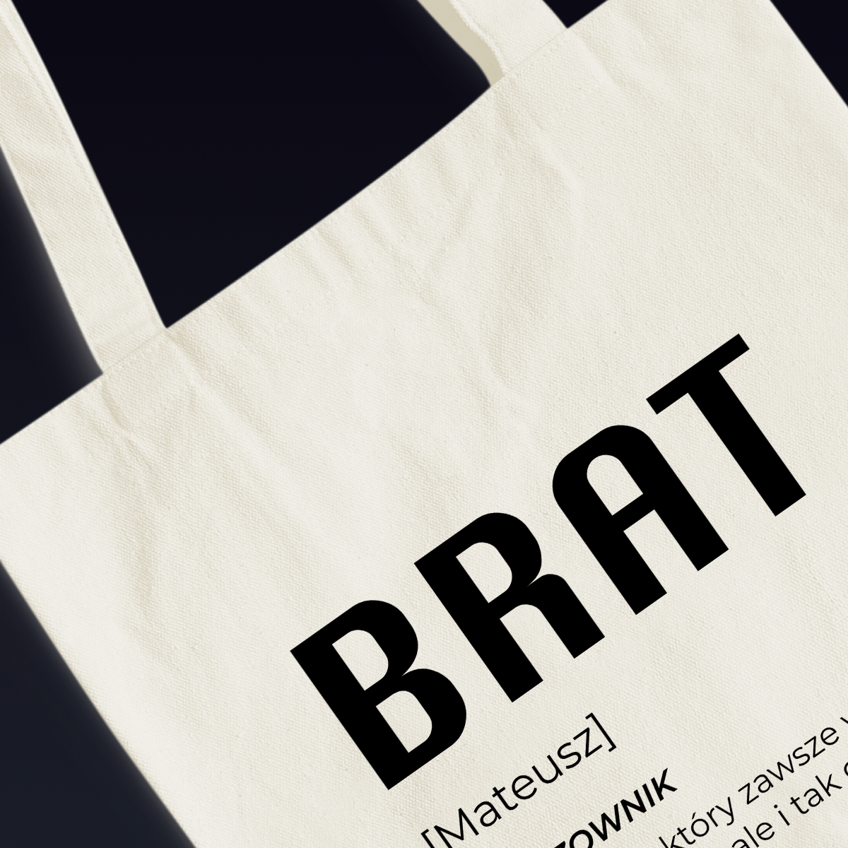 Materiałowa torba shopper z własnym nadrukiem BRAT - spersonalizowany prezent dla brata - idamell.com