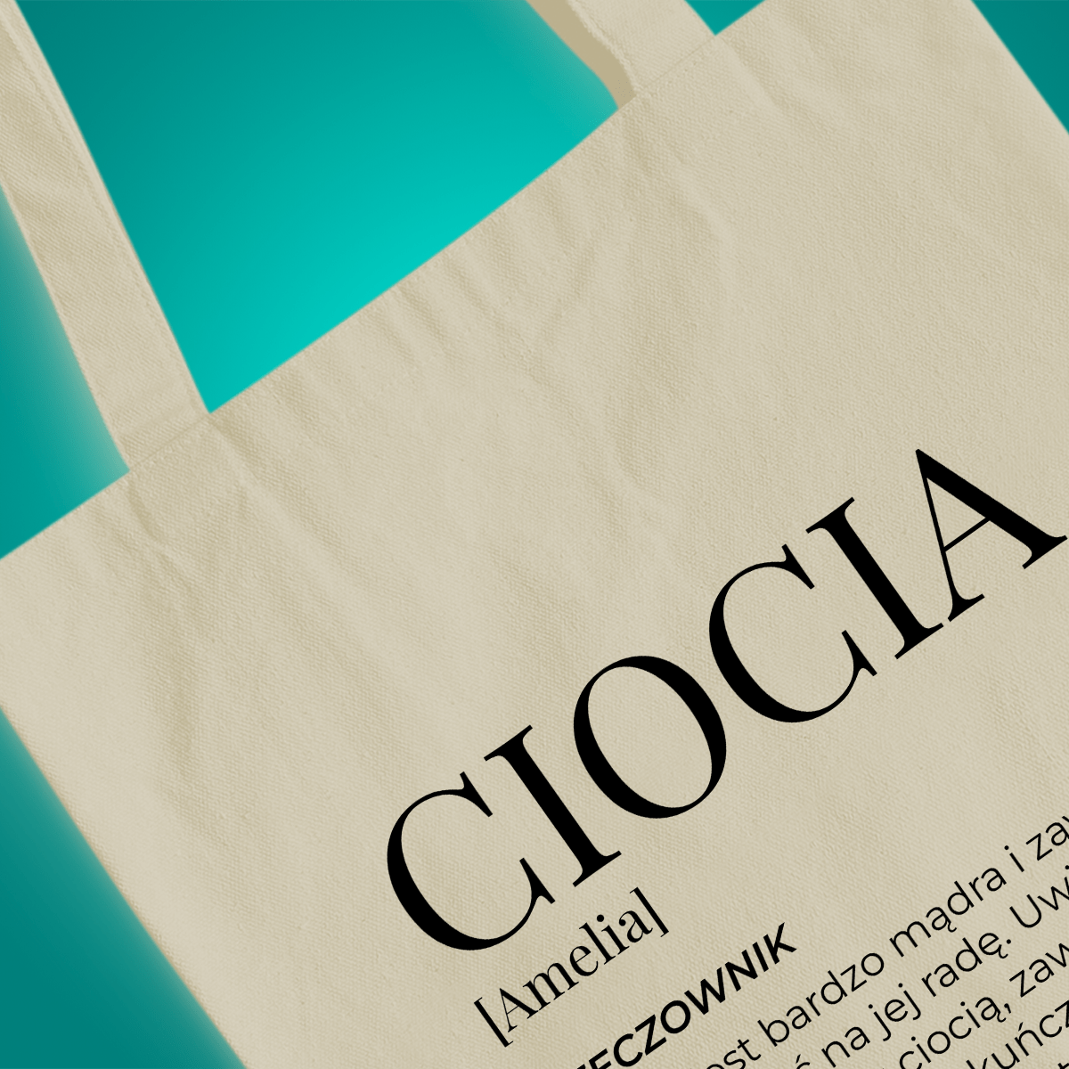 Materiałowa torba shopper z własnym nadrukiem CIOCIA - spersonalizowany prezent dla cioci - idamell.com