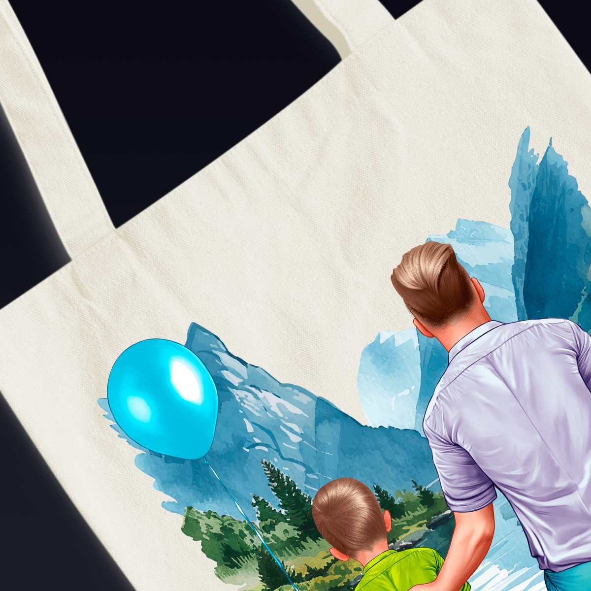 Materiałowa torba shopper z własnym nadrukiem CLIPART TATA I SYN - spersonalizowany prezent dla taty - idamell.com