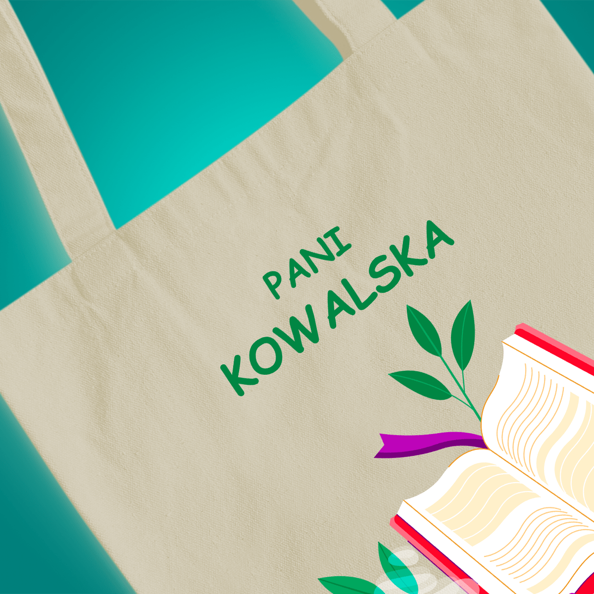 Materiałowa torba shopper z własnym nadrukiem DZIĘKUJĘ ZA WSZYSTKO - spersonalizowany prezent dla nauczycielki - idamell.com