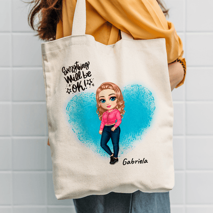 Materiałowa torba shopper z własnym nadrukiem GRAFIKA + IMIĘ - spersonalizowany prezent dla kobiety - idamell.com