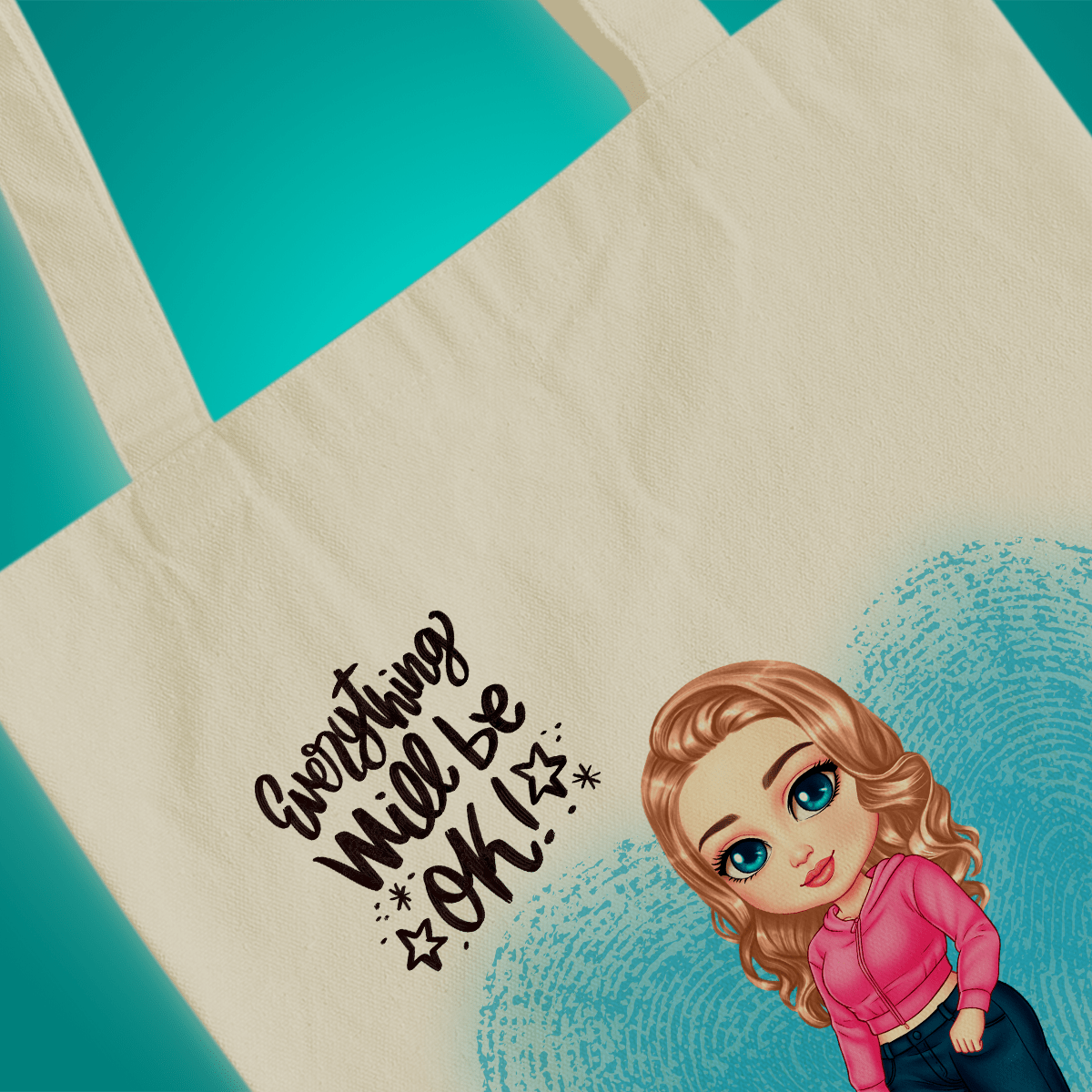 Materiałowa torba shopper z własnym nadrukiem GRAFIKA + IMIĘ - spersonalizowany prezent dla kobiety - idamell.com