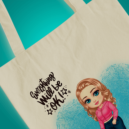 Materiałowa torba shopper z własnym nadrukiem GRAFIKA + IMIĘ - spersonalizowany prezent dla kobiety - idamell.com