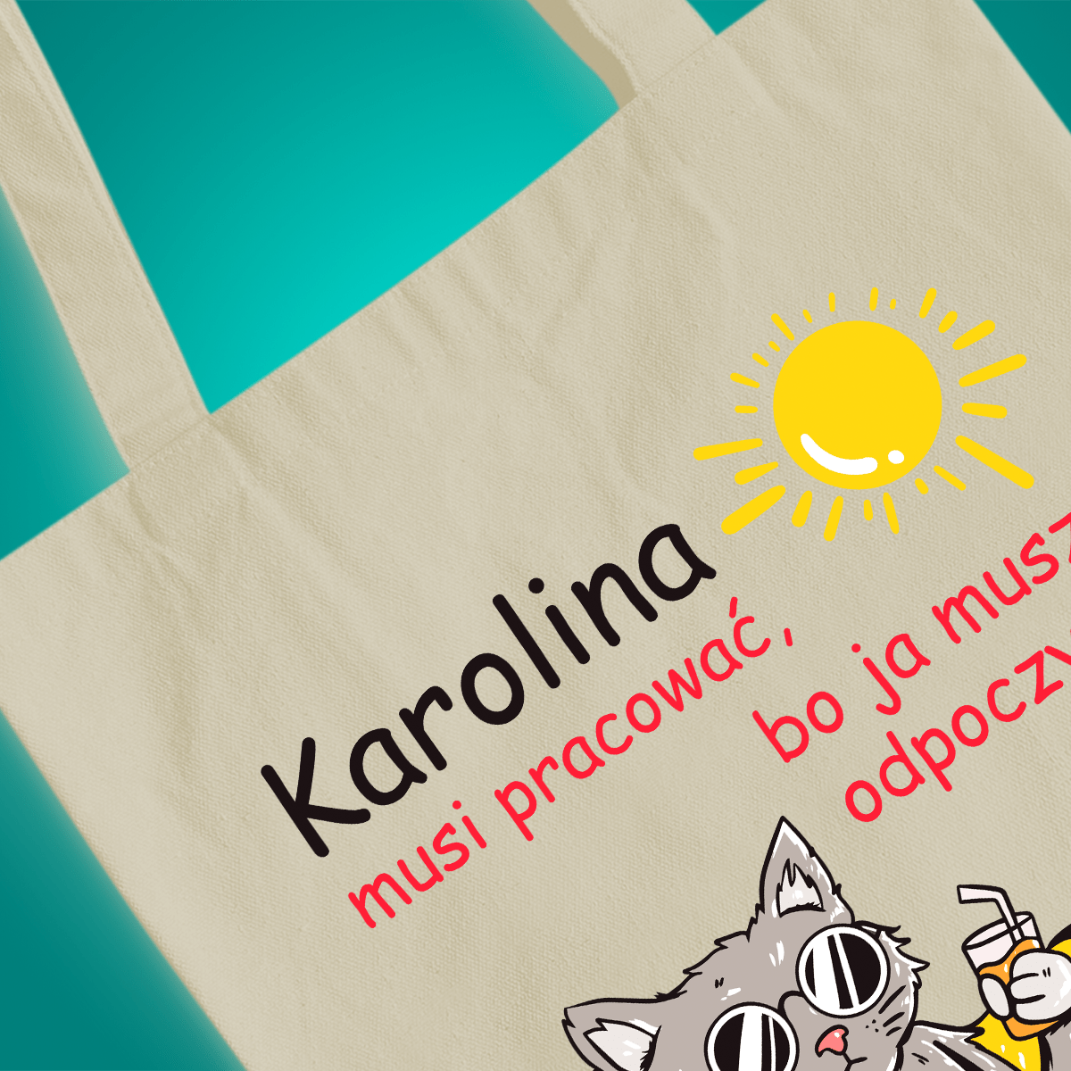 Materiałowa torba shopper z własnym nadrukiem KOT - spersonalizowany prezent dla właściciela kota - idamell.com