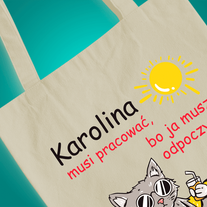 Materiałowa torba shopper z własnym nadrukiem KOT - spersonalizowany prezent dla właściciela kota - idamell.com
