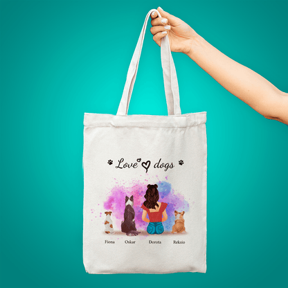 Materiałowa torba shopper z własnym nadrukiem LOVE DOGS - spersonalizowany prezent dla właściciela psa - idamell.com