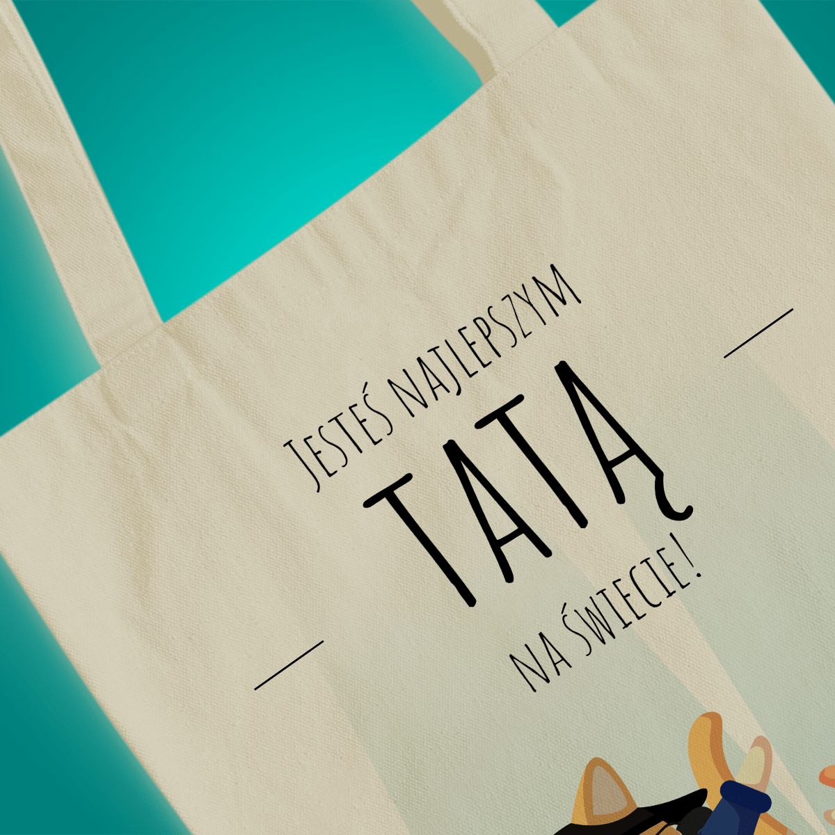 Materiałowa torba shopper z własnym nadrukiem NAJLEPSZY TATA - spersonalizowany prezent dla taty - idamell.com