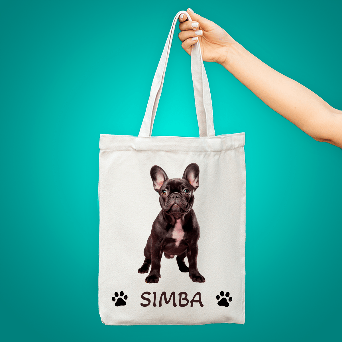 Materiałowa torba shopper z własnym nadrukiem PIES - spersonalizowany prezent dla właściciela psa - idamell.com
