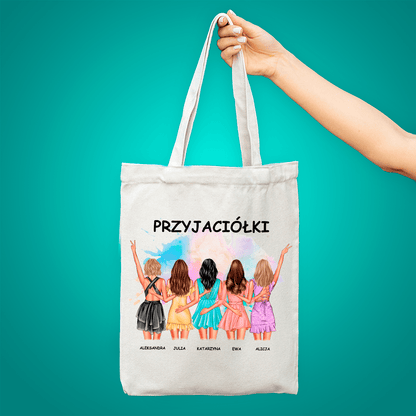 Materiałowa torba shopper z własnym nadrukiem PRZYJACIÓŁKI - spersonalizowany prezent dla przyjaciółki - idamell.com