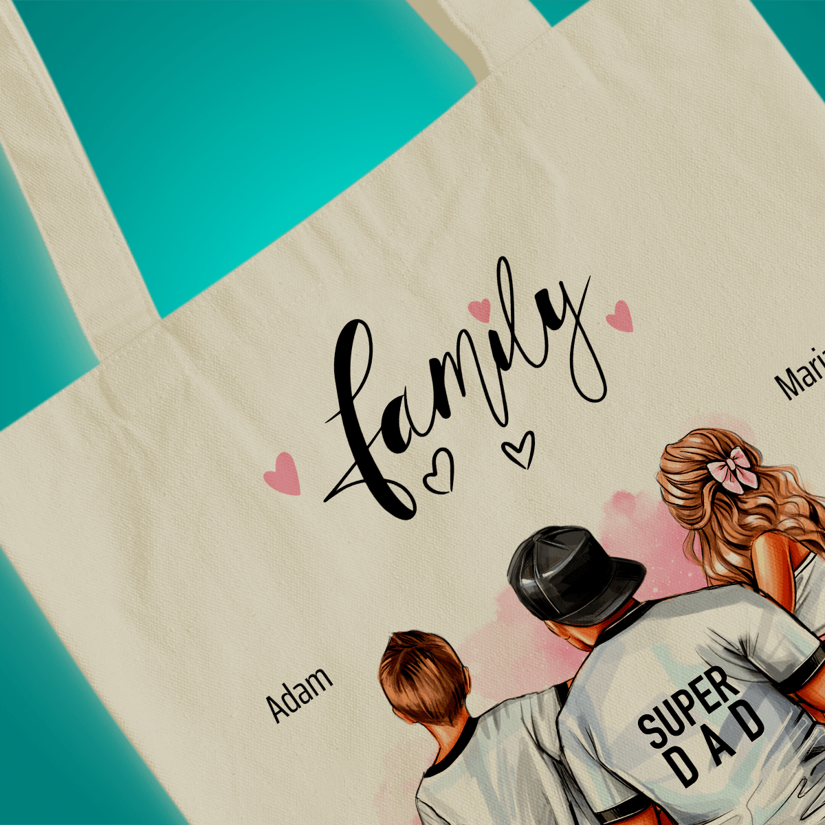 Materiałowa torba shopper z własnym nadrukiem SUPER DAD - spersonalizowany prezent dla taty - idamell.com