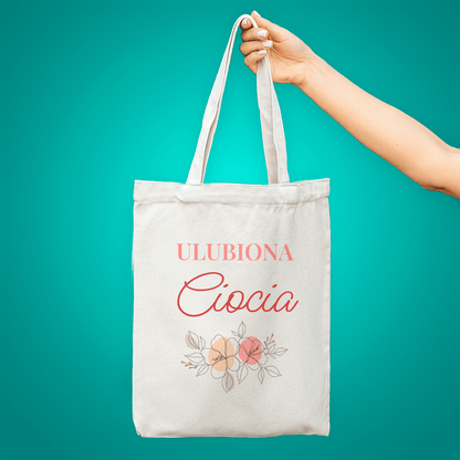 Materiałowa torba shopper z własnym nadrukiem ULUBIONA CIOCIA - spersonalizowany prezent dla cioci - idamell.com
