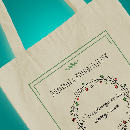 Materiałowa torba shopper z własnym nadrukiem ŻYCZENIA NOWOROCZNE - spersonalizowany prezent dla niej - idamell.com