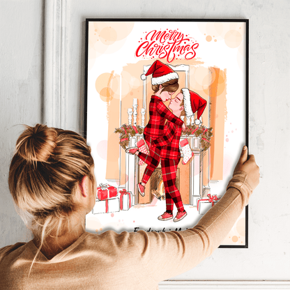 Merry Christmas Clipart - plakat, spersonalizowany prezent dla pary - idamell.com