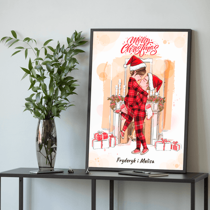 Merry Christmas Clipart - plakat, spersonalizowany prezent dla pary - idamell.com
