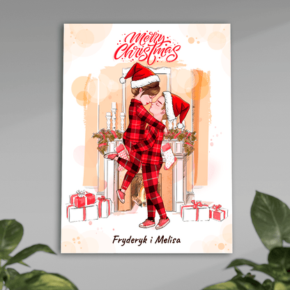 Merry Christmas Clipart - plakat, spersonalizowany prezent dla pary - idamell.com