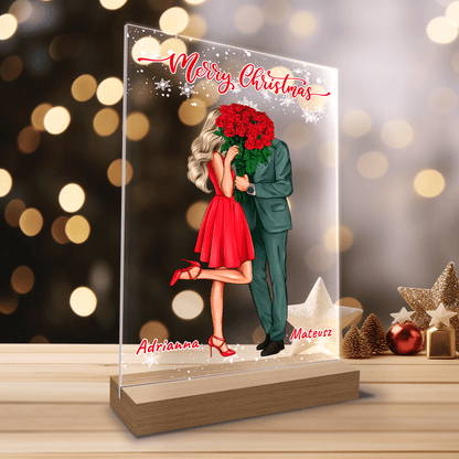 Merry Christmas PARA - Druk na szkle, spersonalizowany prezent dla pary - idamell.com