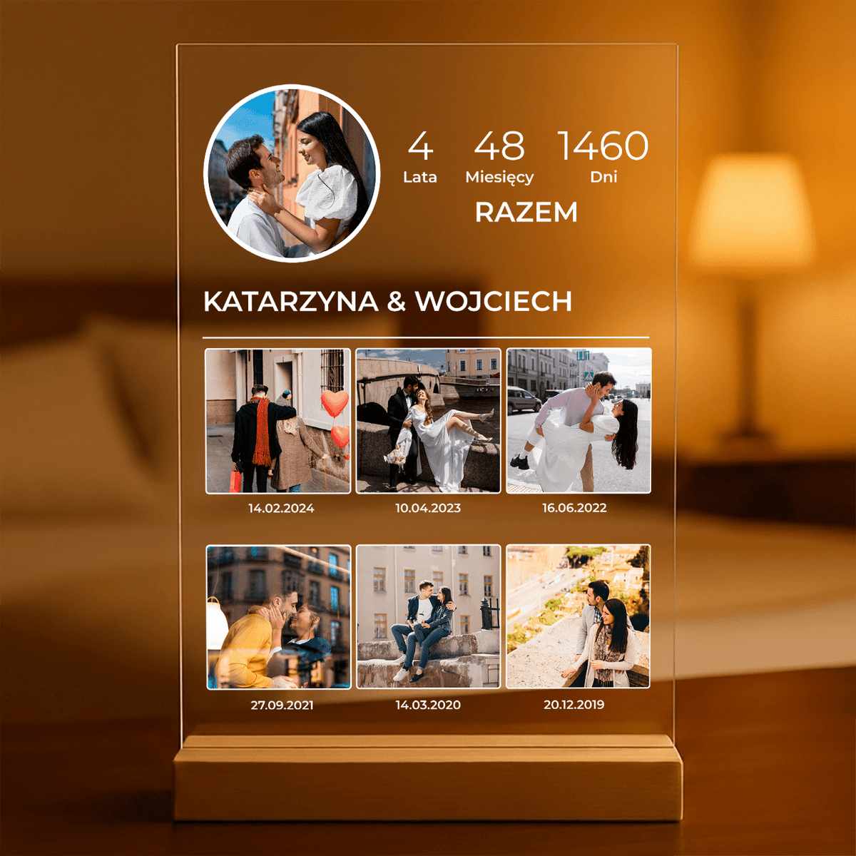 Miłość Instagram - Druk na szkle, spersonalizowany prezent dla pary - idamell.com
