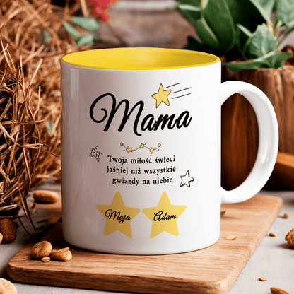 Miłość jaśniejsza niż gwiazdy - 1x Kubek z nadrukiem, spersonalizowany prezent dla mamy - idamell.com