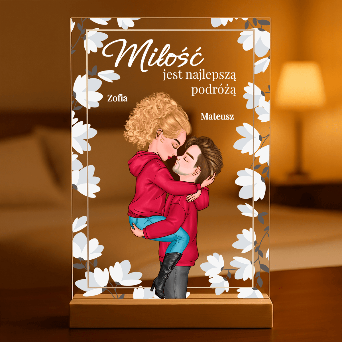 Miłość jest najlepszą podróżą - Druk na szkle, spersonalizowany prezent dla niej - idamell.com