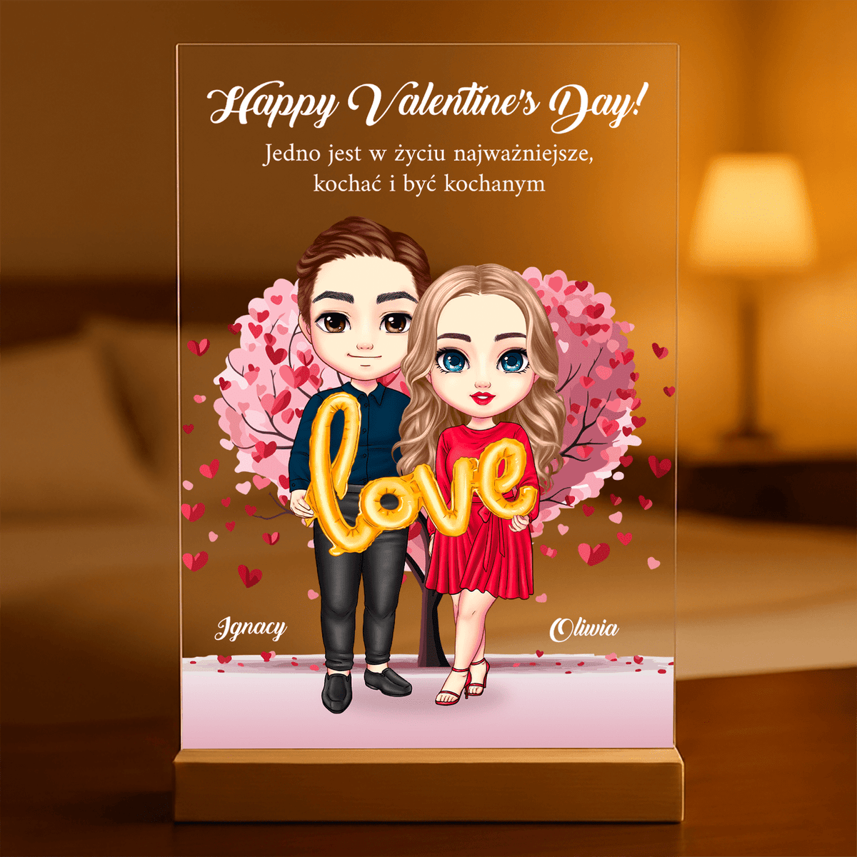 Miłość jest najważniejsza Clipart - Druk na szkle, spersonalizowany prezent dla pary - idamell.com