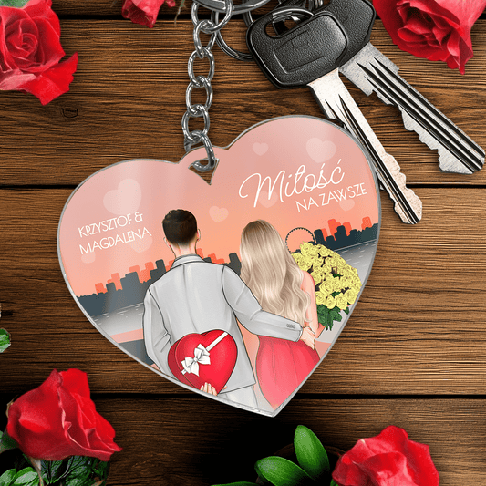 Miłość na zawsze Clipart - brelok do kluczy serce, spersonalizowany prezent dla pary - idamell.com