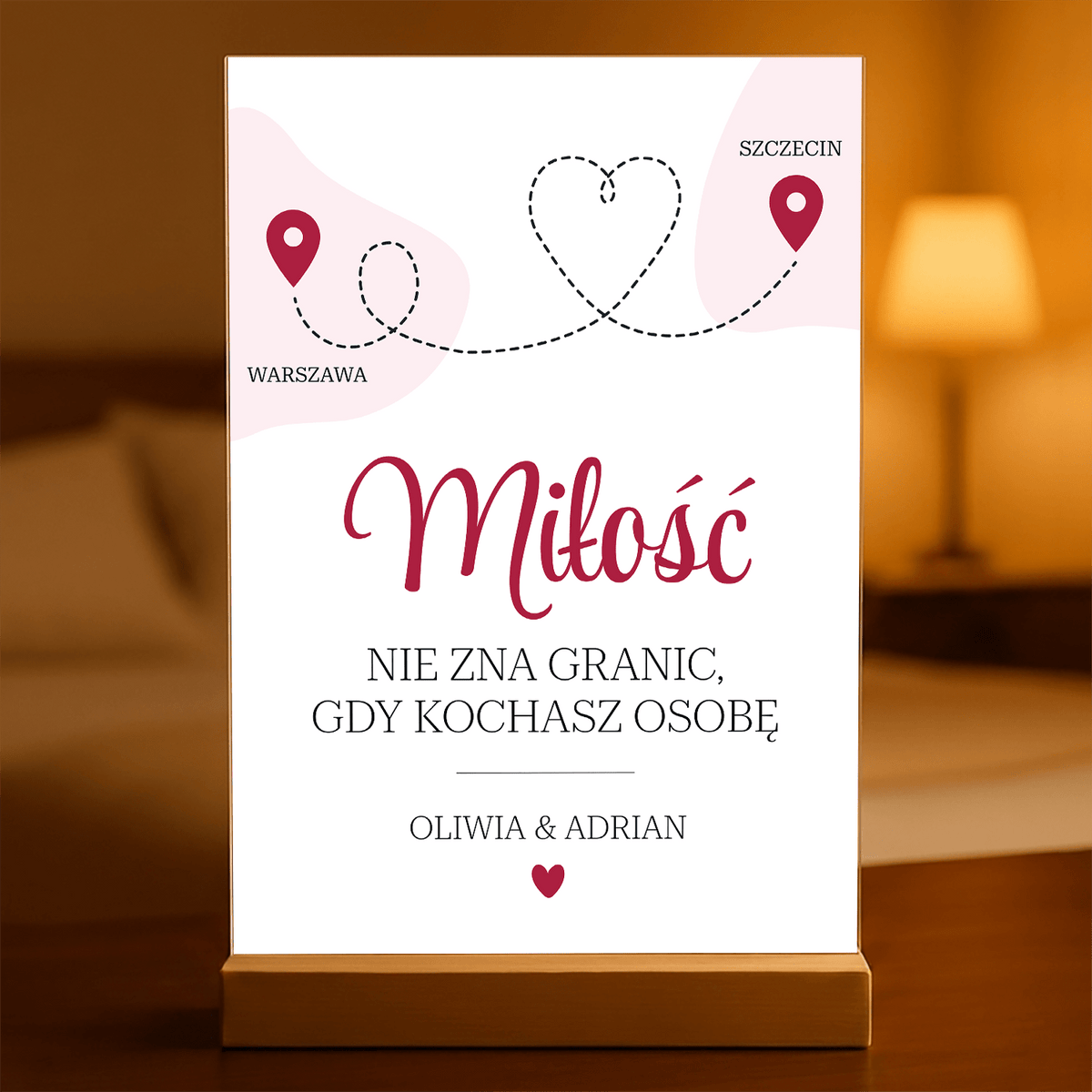 Miłość nie zna granic - Druk na szkle, spersonalizowany prezent dla niej, niego - idamell.com