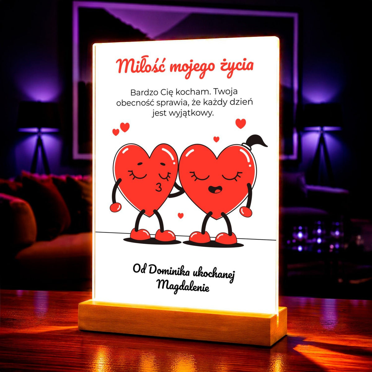 Miłość życia - Druk na szkle, spersonalizowany prezent dla pary - idamell.com