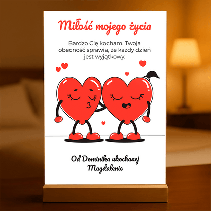 Miłość życia - Druk na szkle, spersonalizowany prezent dla pary - idamell.com