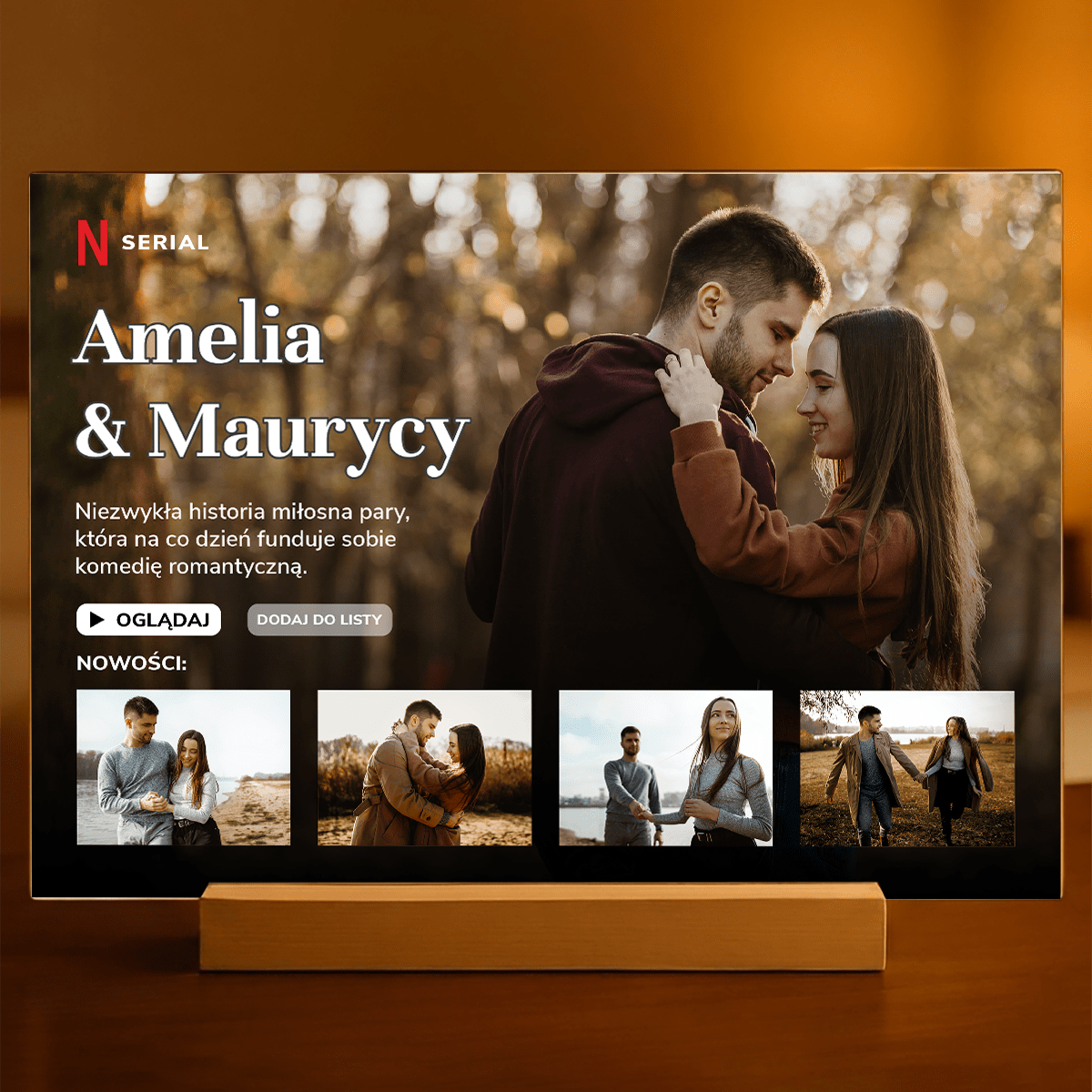 Miłosna historia - Druk na szkle, spersonalizowany prezent dla pary - idamell.com
