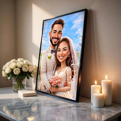 Młoda Para ilustracja - plakat, spersonalizowany prezent dla pary - idamell.com