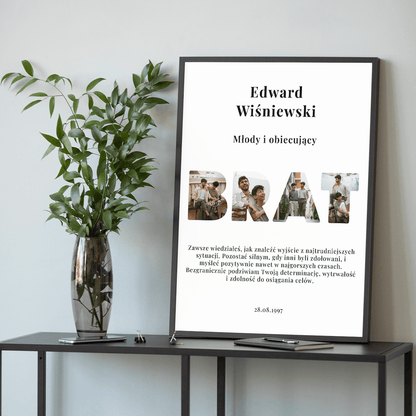 Młody i obiecujący - plakat, spersonalizowany prezent dla brata - idamell.com