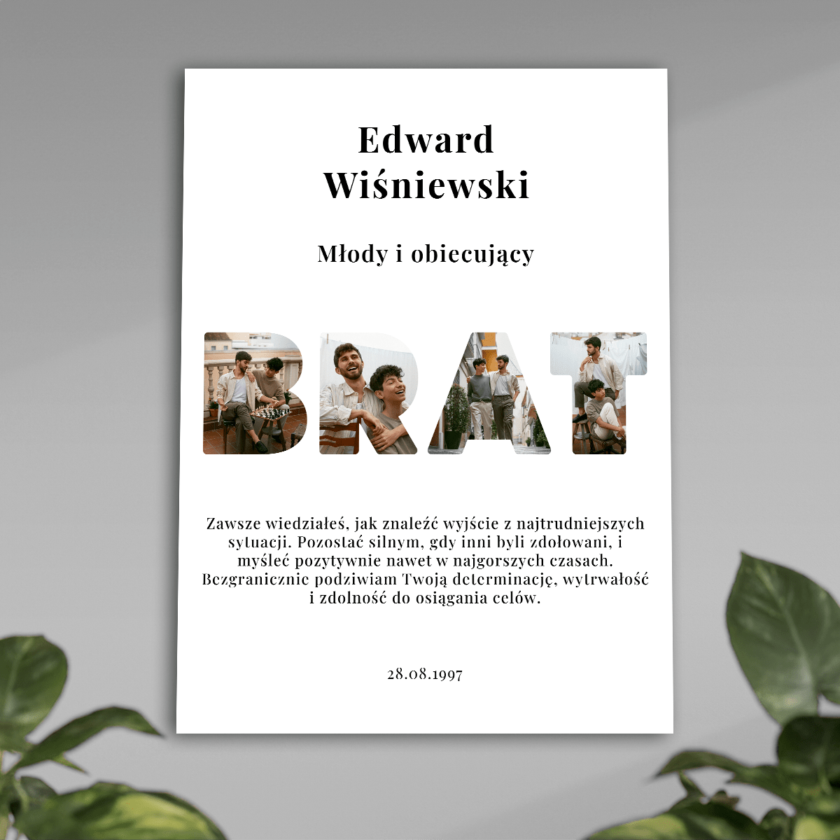 Młody i obiecujący - plakat, spersonalizowany prezent dla brata - idamell.com