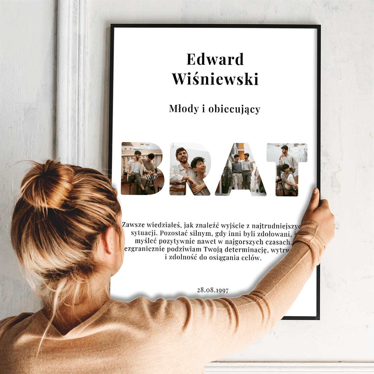 Młody i obiecujący - plakat, spersonalizowany prezent dla brata - idamell.com