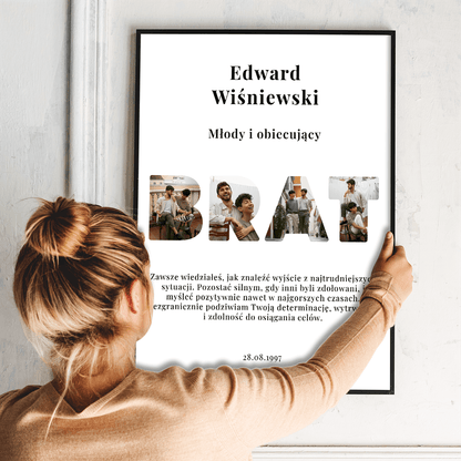 Młody i obiecujący - plakat, spersonalizowany prezent dla brata - idamell.com