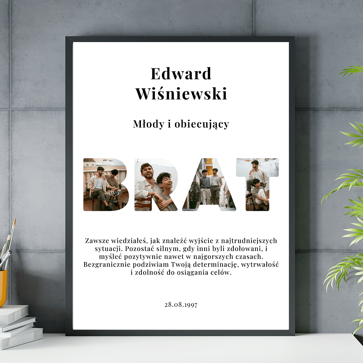Młody i obiecujący - plakat, spersonalizowany prezent dla brata - idamell.com