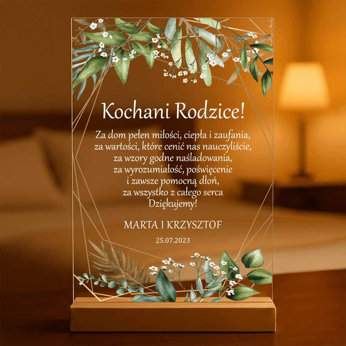 Moi kochani rodzice - Druk na szkle, spersonalizowany prezent dla rodziców - idamell.com