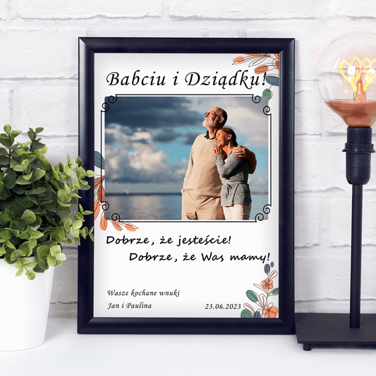 Moi wspaniali dziadkowie - Druk na szkle, spersonalizowany prezent dla dziadków - idamell.com