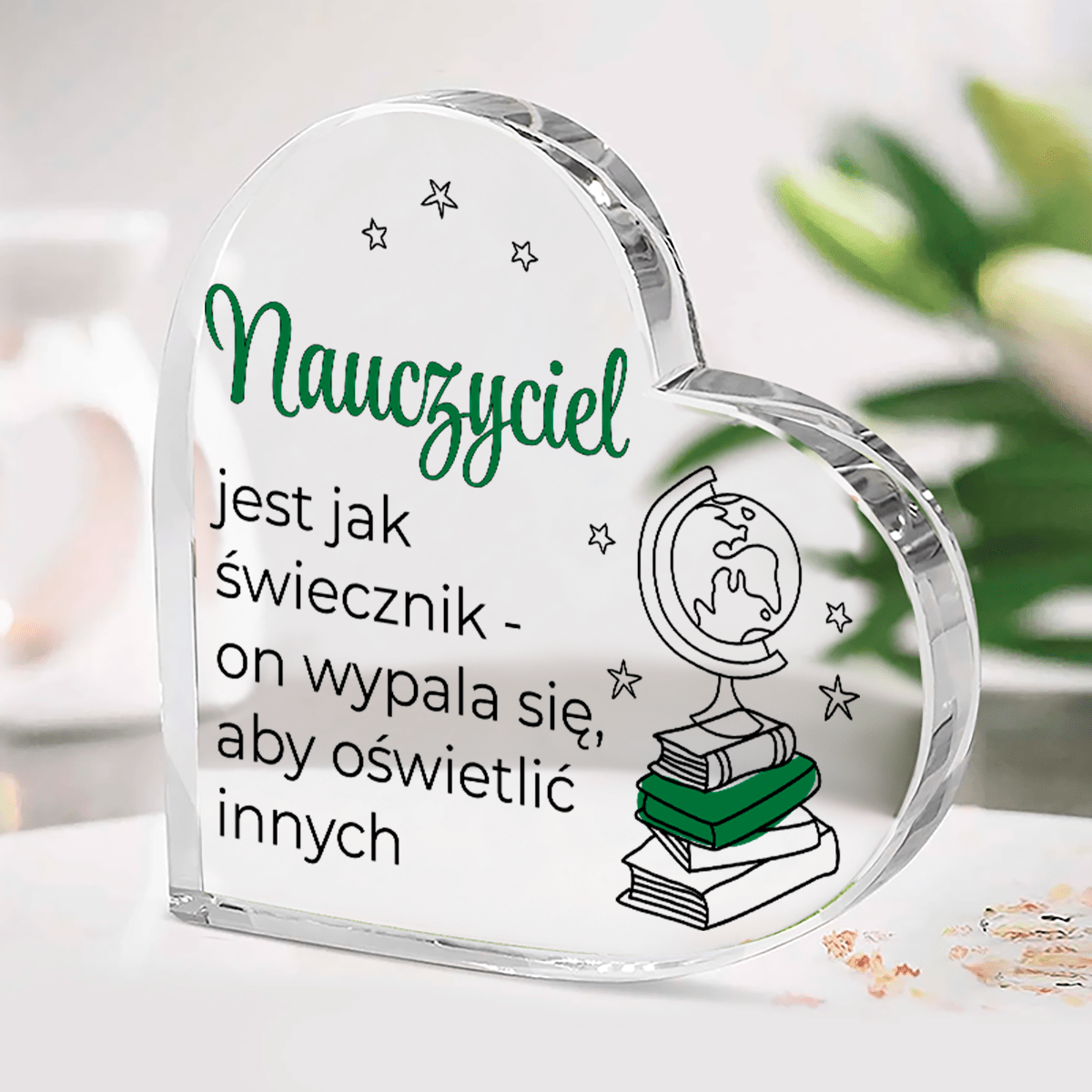 Mój drogi nauczycielu - Szklane serce, spersonalizowany prezent dla nauczyciela - idamell.com
