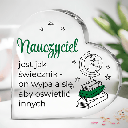 Mój drogi nauczycielu - Szklane serce, spersonalizowany prezent dla nauczyciela - idamell.com