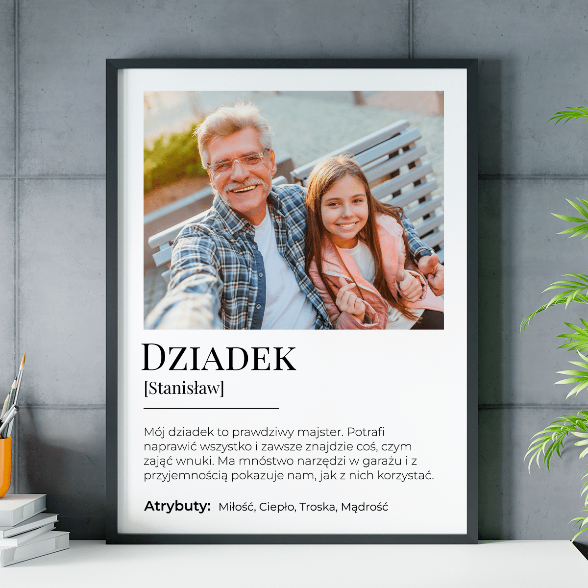 Mój dziadek - plakat, spersonalizowany prezent dla dziadka - idamell.com