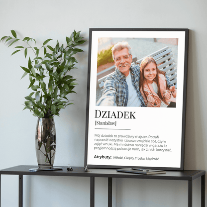 Mój dziadek - plakat, spersonalizowany prezent dla dziadka - idamell.com