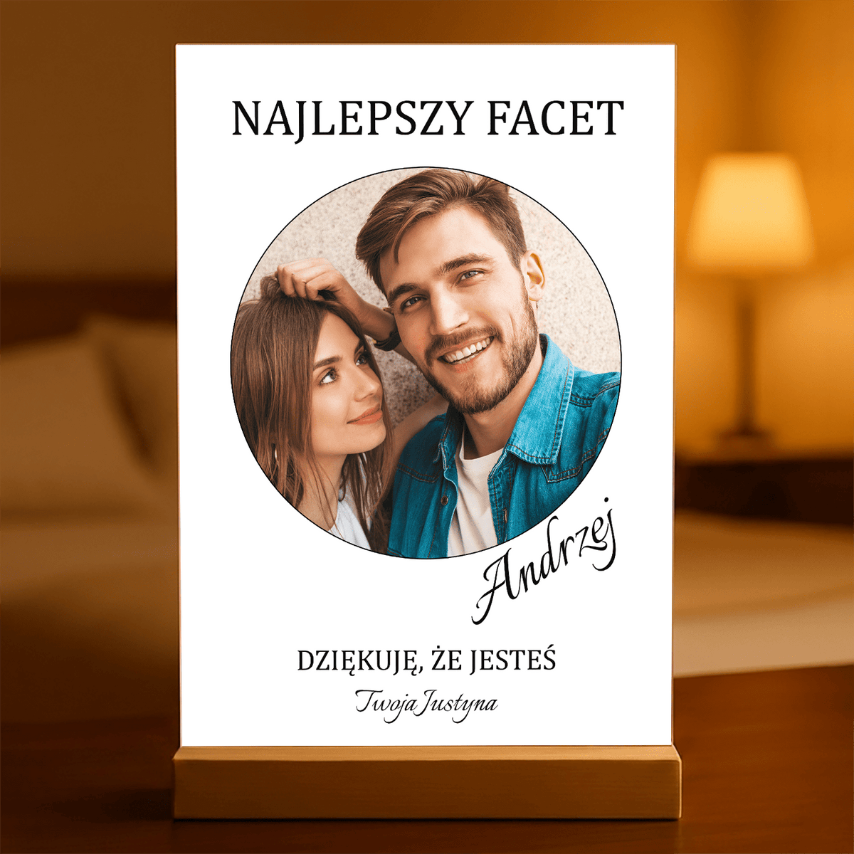Mój mężczyzna - Druk na szkle, spersonalizowany prezent dla niego - idamell.com