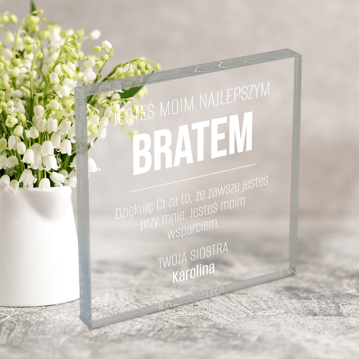 Mój najlepszy brat - Druk na kwadratowym szkle, spersonalizowany prezent dla brata - idamell.com