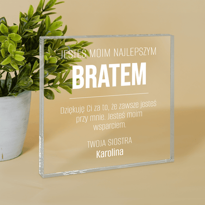 Mój najlepszy brat - Druk na kwadratowym szkle, spersonalizowany prezent dla brata - idamell.com