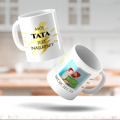 Mój tata jest najlepszy - 1x Kubek z nadrukiem, spersonalizowany prezent dla taty - idamell.com