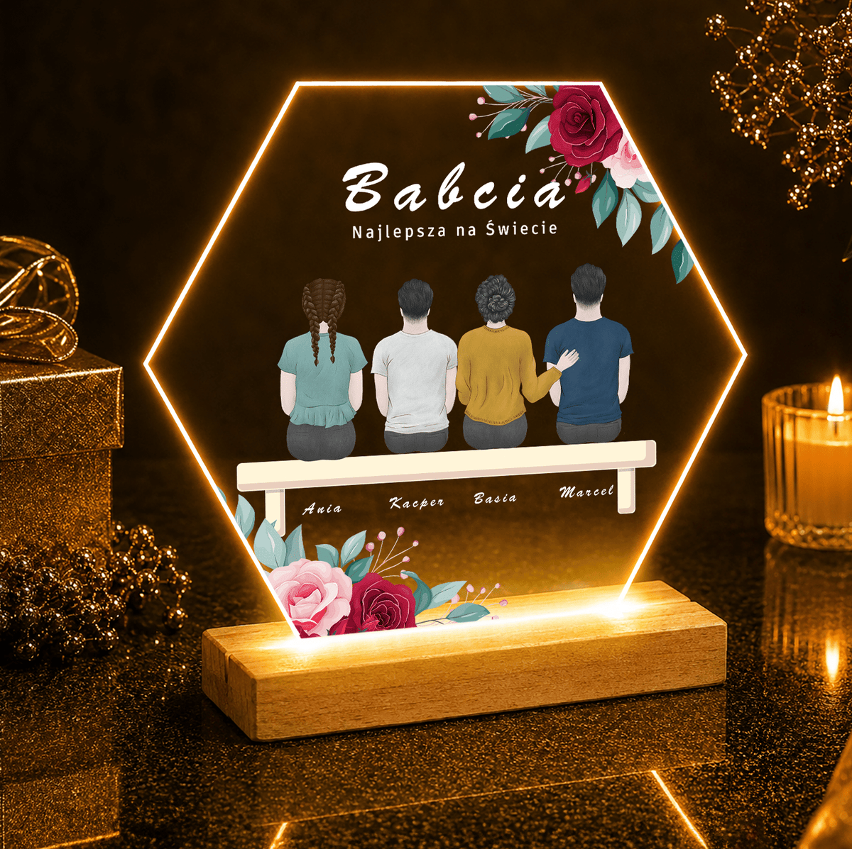 Moja babcia najlepsza na świecie - Druk na szkle, spersonalizowany prezent dla babci - idamell.com