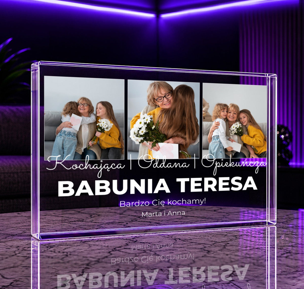 Moja babunia - Druk na szkle, spersonalizowany prezent dla babci - idamell.com