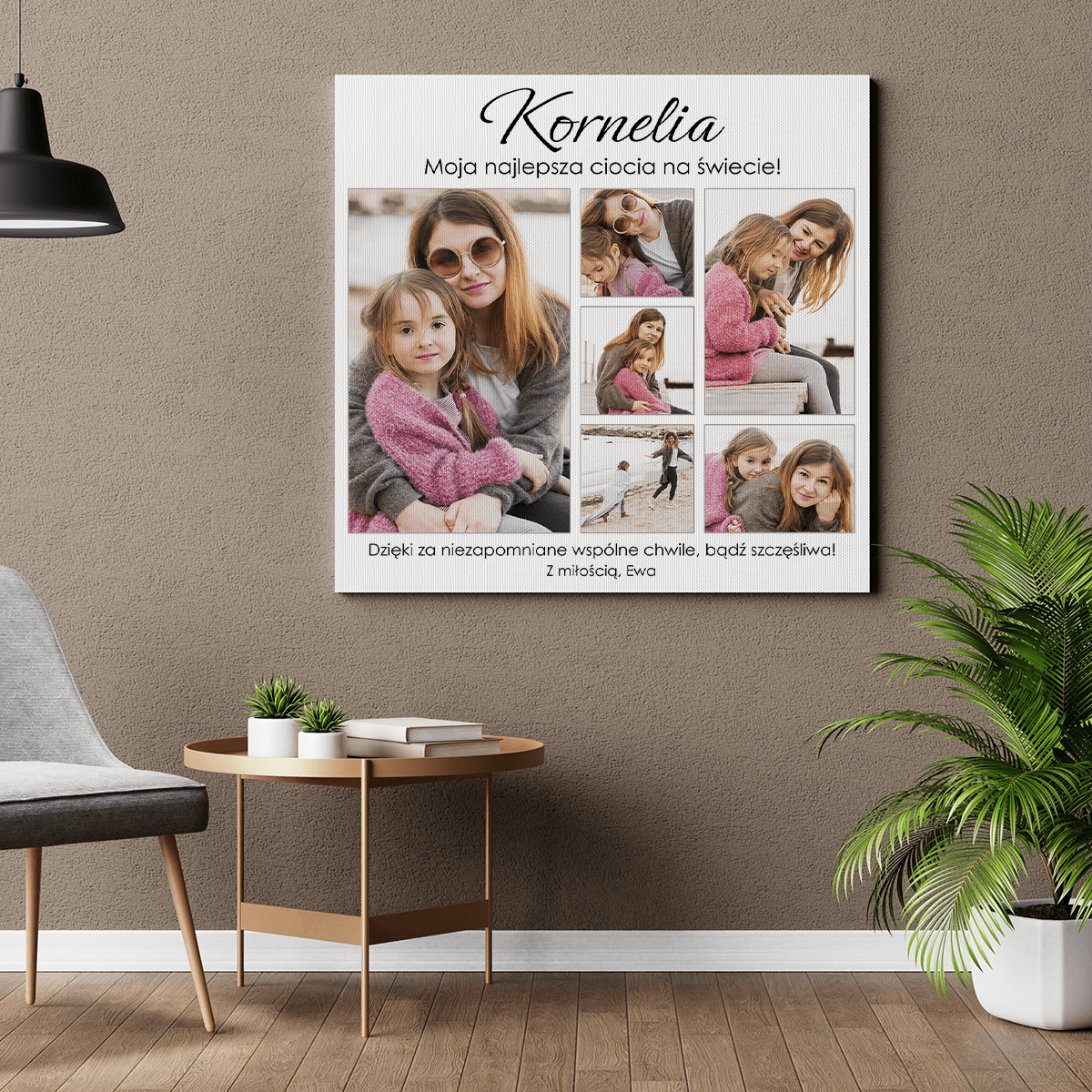 Moja najlepsza ciocia kolaż - druk na płótnie, spersonalizowany prezent dla cioci - idamell.com